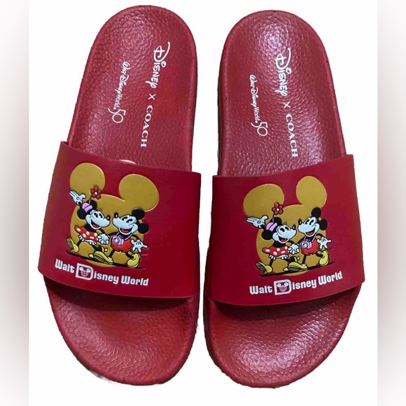 Disney X Coach Sport Slide Mickey Mouse & Minnie Mouse Motif Women’s NWOB Size 6 - Picture 5 of 8